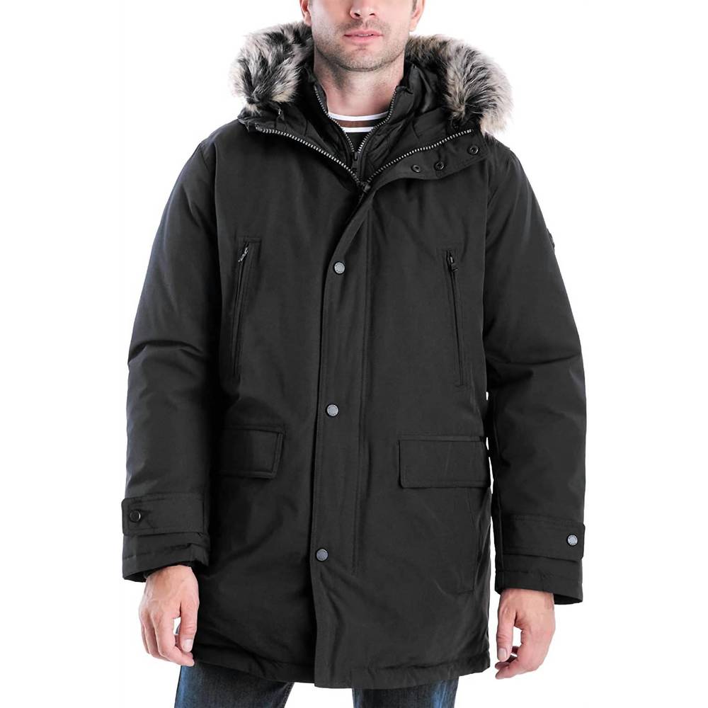 NEW MICHAEL KORS men's mmk791896 heavyweight hooded snorkel parka coat with bib